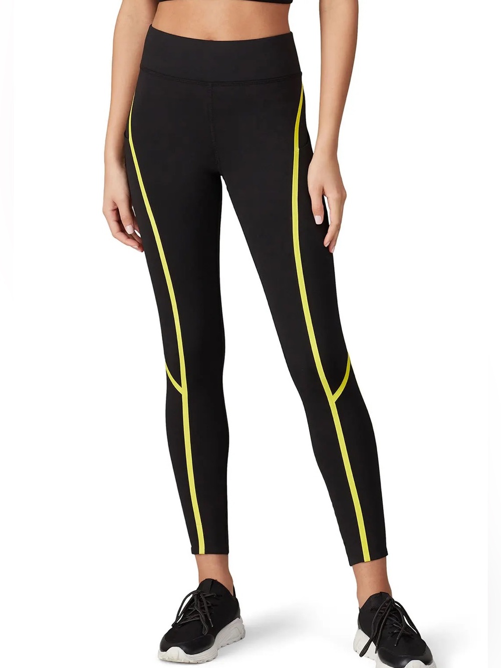 MICHI Linear Leggings in Black/Acid Yellow
